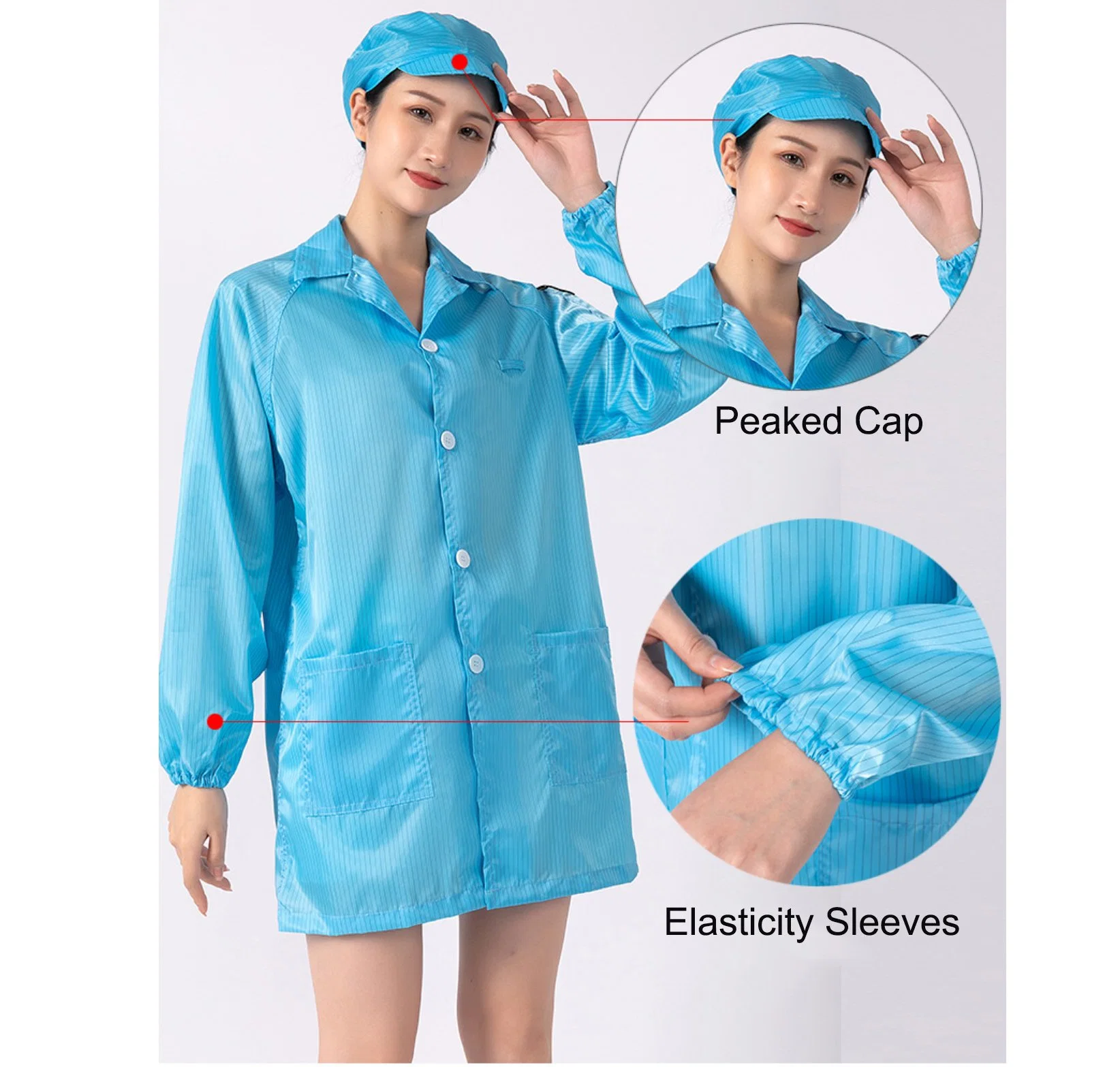 Clean-Room Antistatic Clothes ESD Polyester Garment