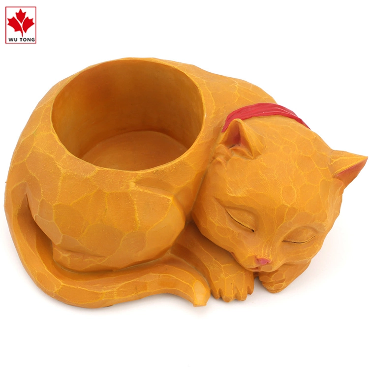 OEM Resin Lazy Cat Flower Pot Home Office Decoration Succulent Green Plant Pot