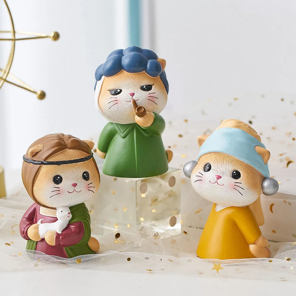 Cute Cartoon Kitten Ornaments Nordic Home Decoration Desk Creative Art Accessories