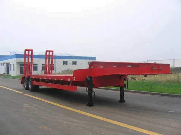 3 Axle Lowbed 80t Ton Front Loading 40FT 13m 16m Container Lowbed 70 Tons 4 Axles Low Bed Lowboy Semi Trailer