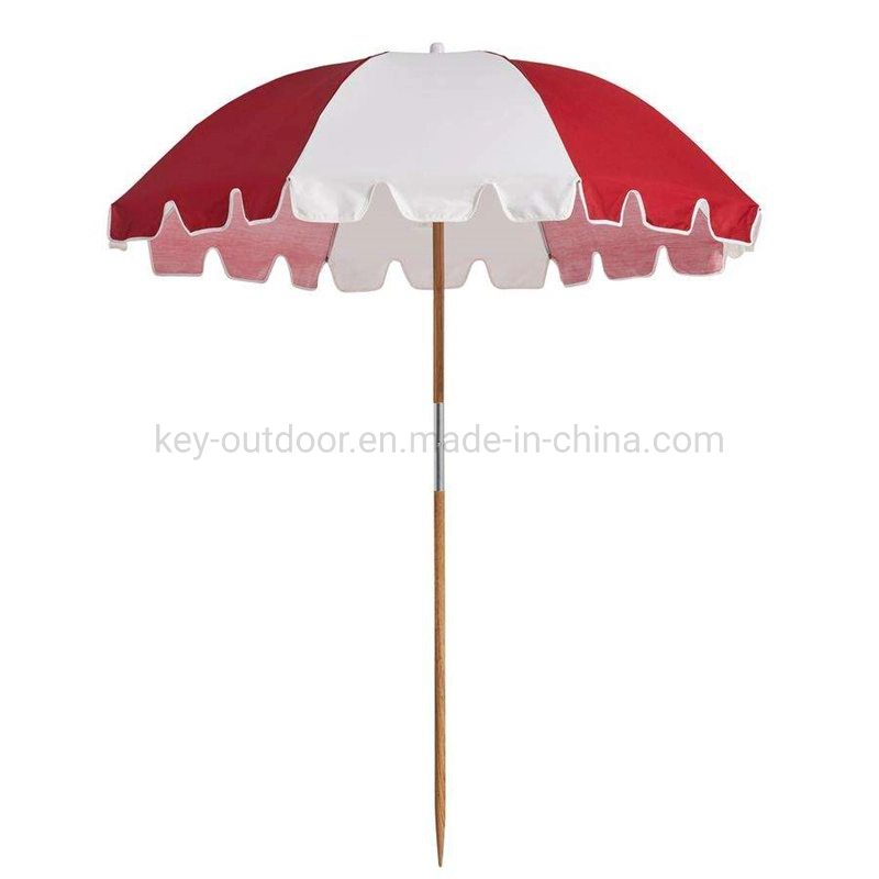 Canvas Wooden Pole Outdoor Garden Parasols Patio Beach Umbrellas Canopy