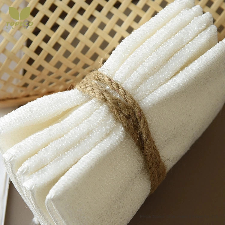 Topeco Dish Cleaning Bamboo Fiber Cloth Towel Non-Stick Oil White Wash Cloth