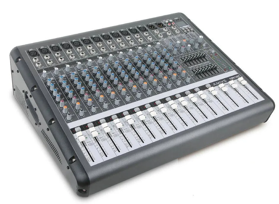 Professional construit en 99 Effets de la console de l'amplificateur numérique 380W-480W 8 Ohm Powered Mixer Audio