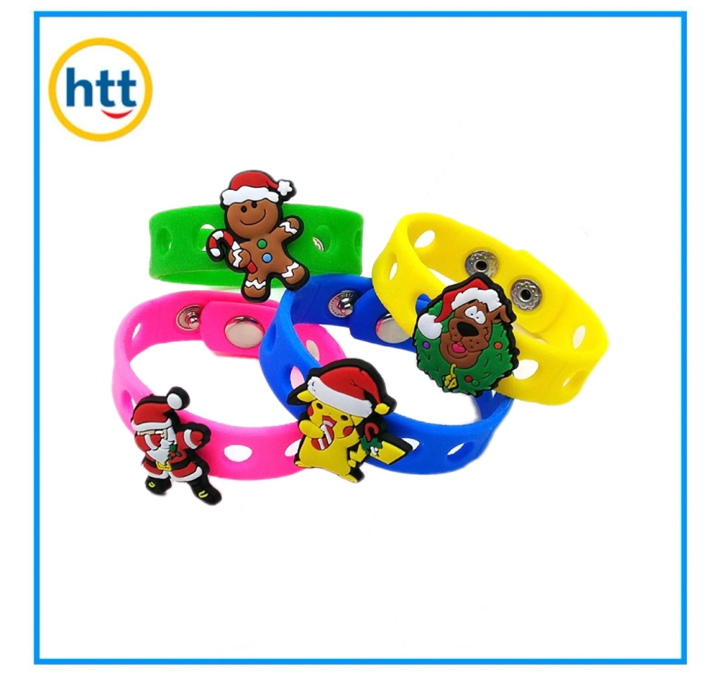 Promotional Silicone Bracelet Merry Christmas Happy Holiday Kids Wristband Toys Factory