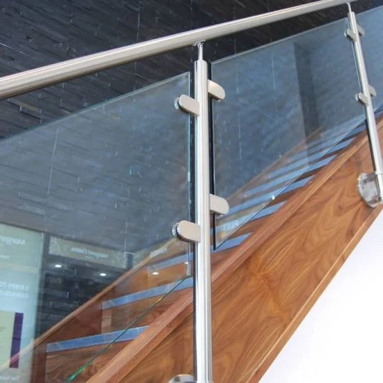 90 Corner 180 Double Round Square Tube Stainless Steel Stair Glass Railing Handrail