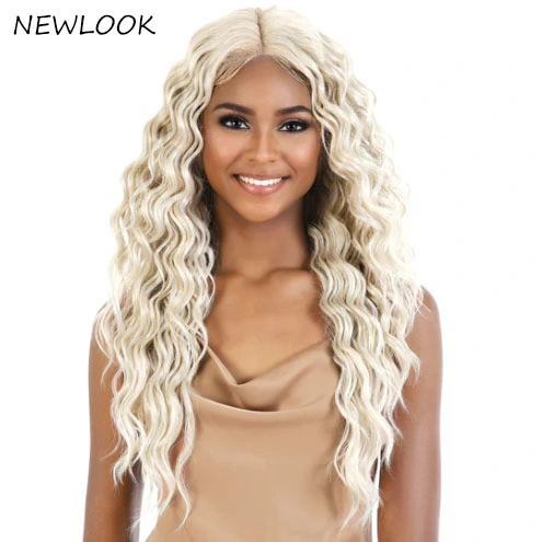 Newlook Spitze frontale Perücke Raw Indische Haar resistent Synthetisch für Schwarze Frau