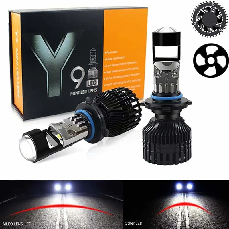 Y9 PRO 20000lm Mini Size Car LED Light Bulb Auto Bi Projector H7 9005 9006 H11 LED Headlight Lens