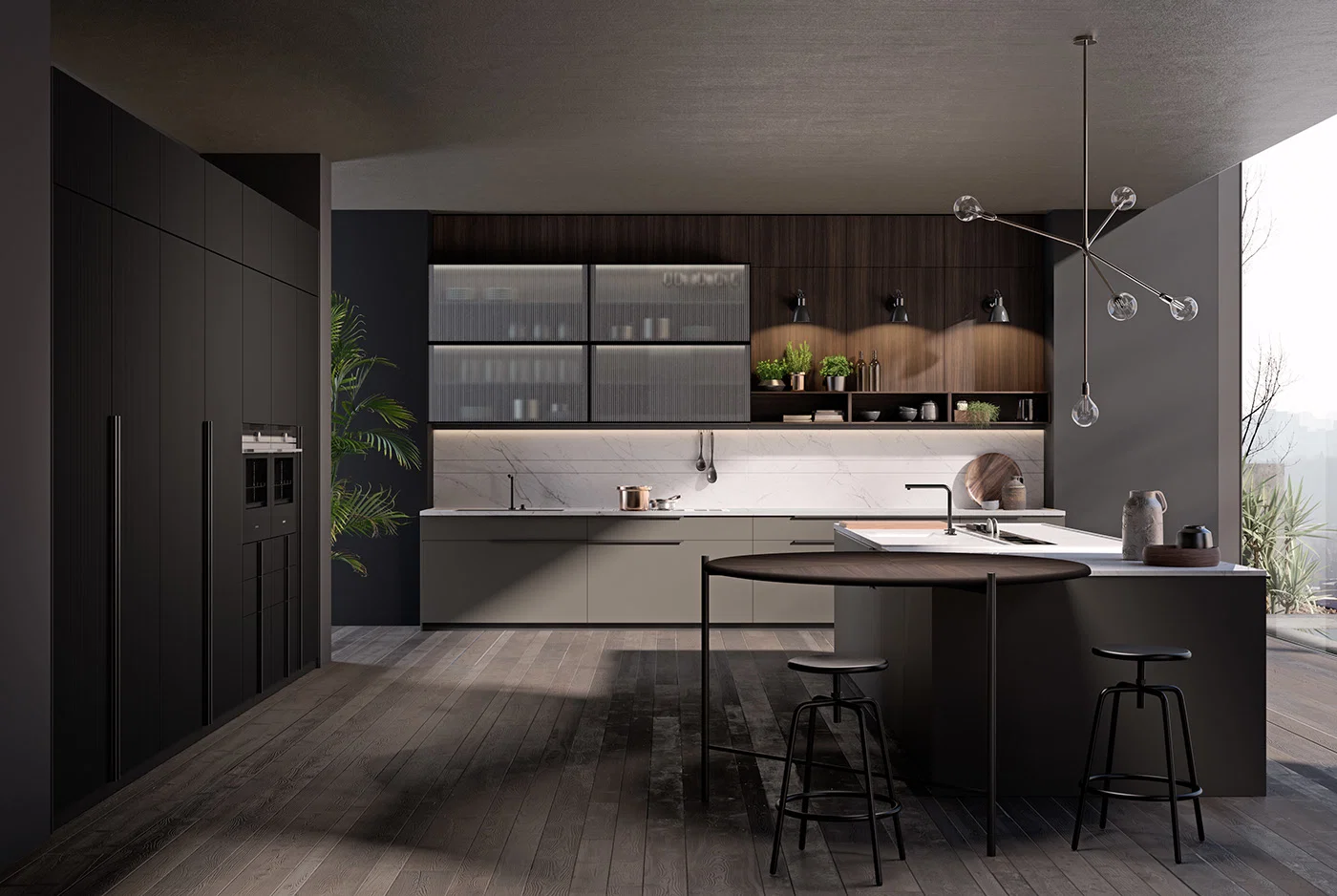 Black Matte Lacquer Kitchen Furniture High End Kitchen Cabinets