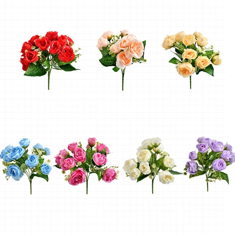 Wholesale/Supplier Silk Rose Artificial Flowers Bouquet Decorative Flowers for Home Wedding Decor