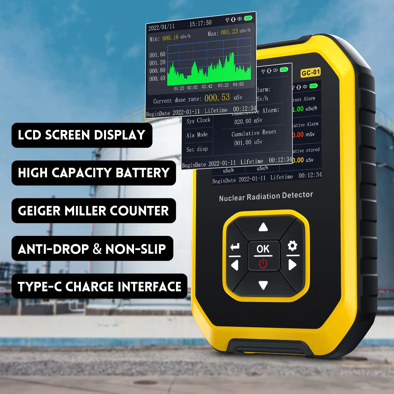 Contador Geiger Detector de radiación nuclear Dosimetro personal X γ β Detector de mármol del comprobador de radioactividad de rayos