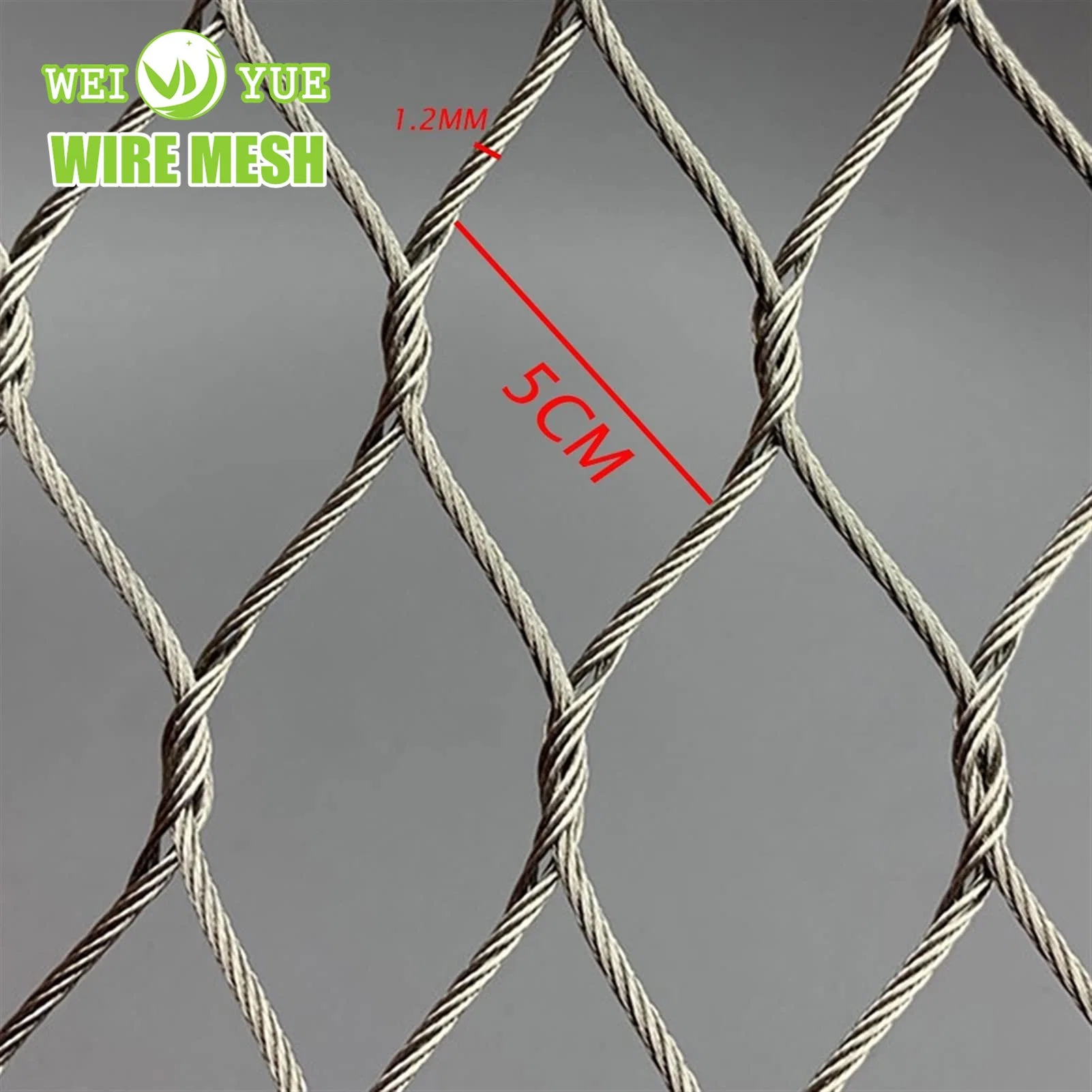 Diamond Hole 1 2 Inch 3 Inches 304 316L Stainless Steel Flexible Wire Rope Mesh Netting for Bid Aviary Protective Net Fence Wire Mesh Safety Net