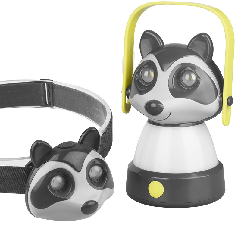 3AA-bateria luz portátil em forma de animal pouco Raccoon Camping Light