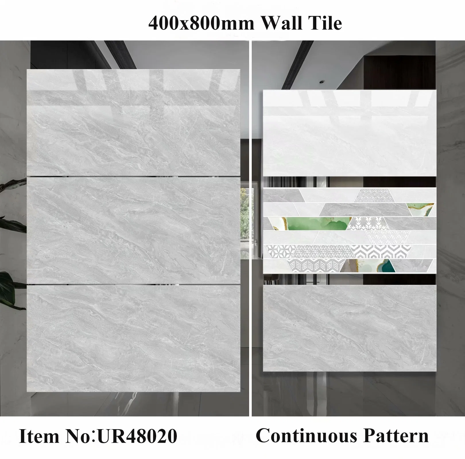 China Foshan Nuevo Diseño material de Construcción decoración 400X800mm Porcelana vidriada Baldosas de pared de suelo de cerámica para el baño