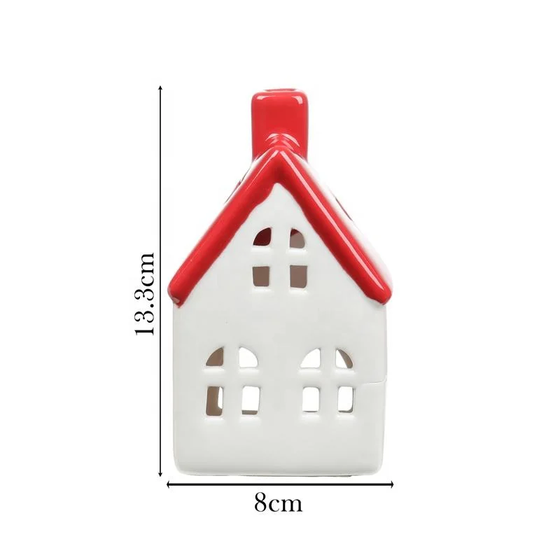 Resin Houses Ornaments Candle Jars White Christmas Modern Decoration Ceramic Village Houses