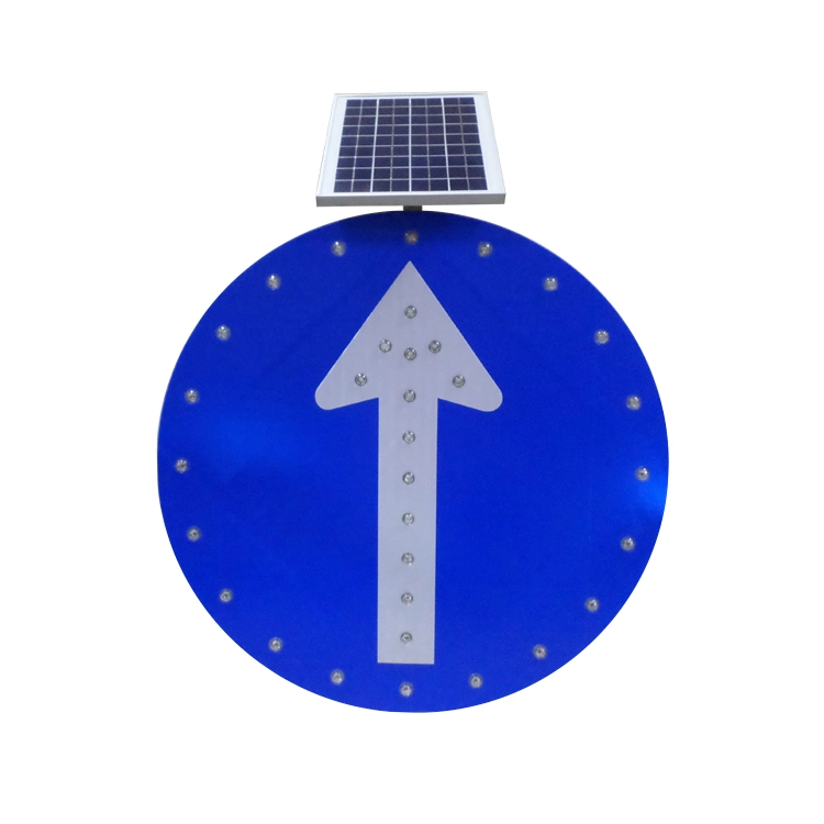 Solar Aluminum Traffic Arrow Directional Sign High Reflective film Customized Size LED Flashing Lamp Road Safety Warning Signal Square Board