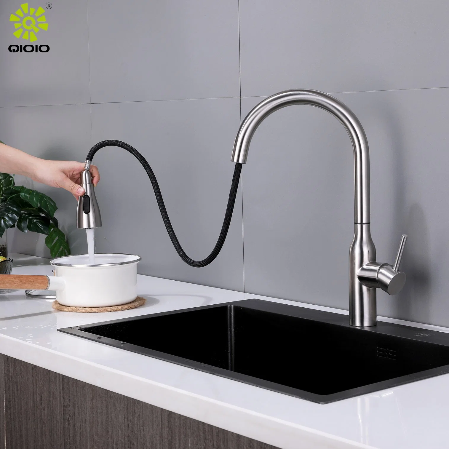 304 Stainless Steel Gold Touch Sensor Pull out Kitchen Faucets