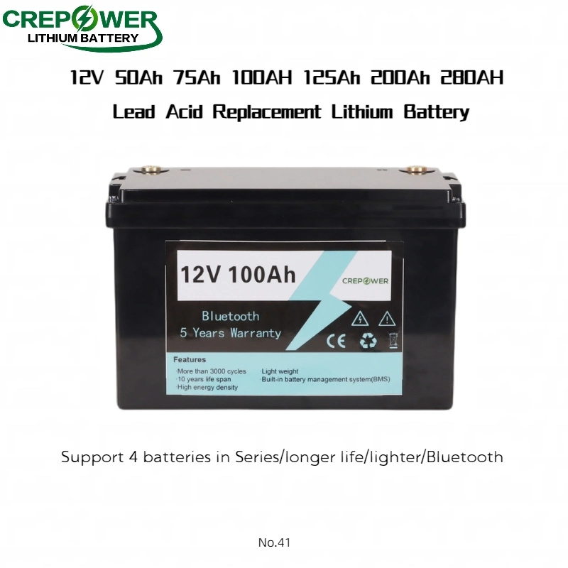 Grade a 12V 100ah 200ah LCD Display Rechargeable Solar Storage Lithium Battery