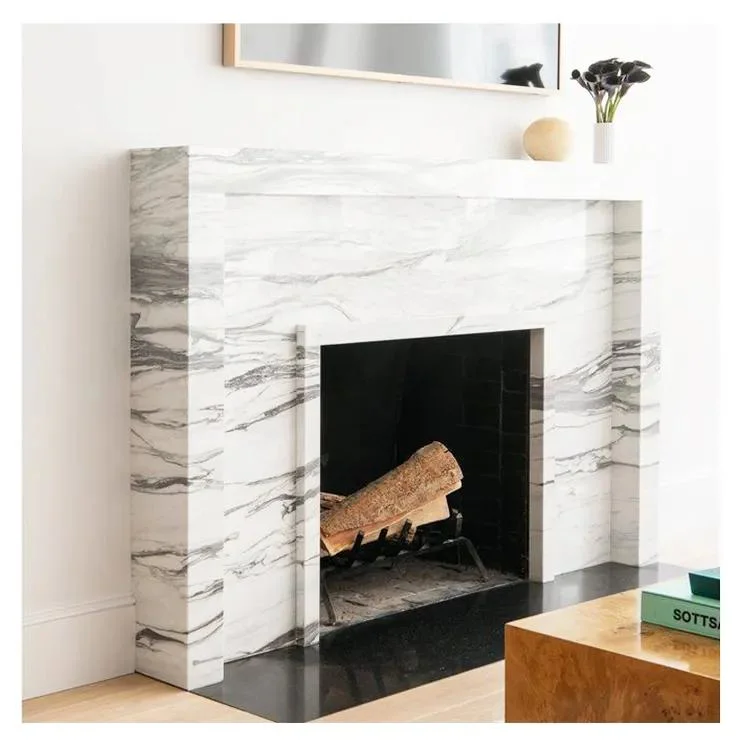 Newstar Stone Indoor Decoration Modern Luxury Italian White Marble Fireplace Mantel Marble Fireplace