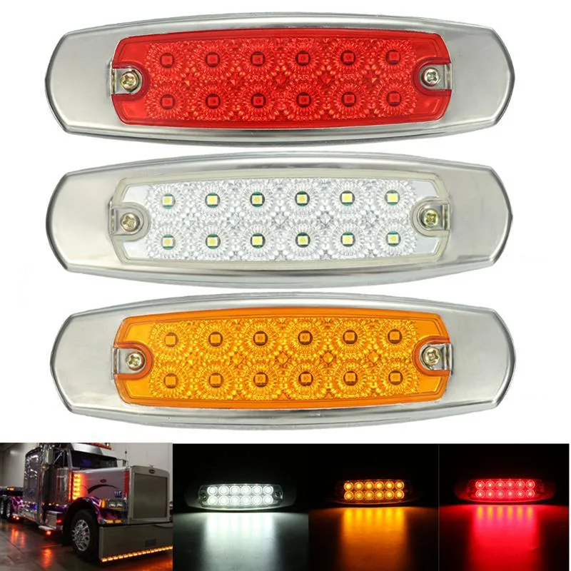 Toplead 12V-24V Amber LED Side Marker Traffic Strobe Light, 24 LED Waterproof Truck Tailer Tail Warning Lamp Light