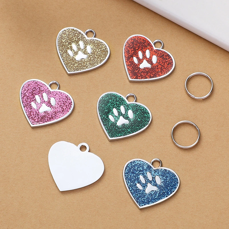 Factory Price Custom Soft Enamel with Glitter Design Metal Dog Tag