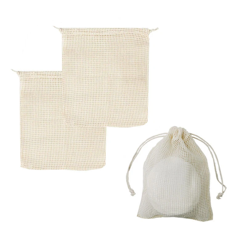 Drawing Mesh Net Organic Cotton Wash Bag Eco-Friendly Mesh Reusable Bag