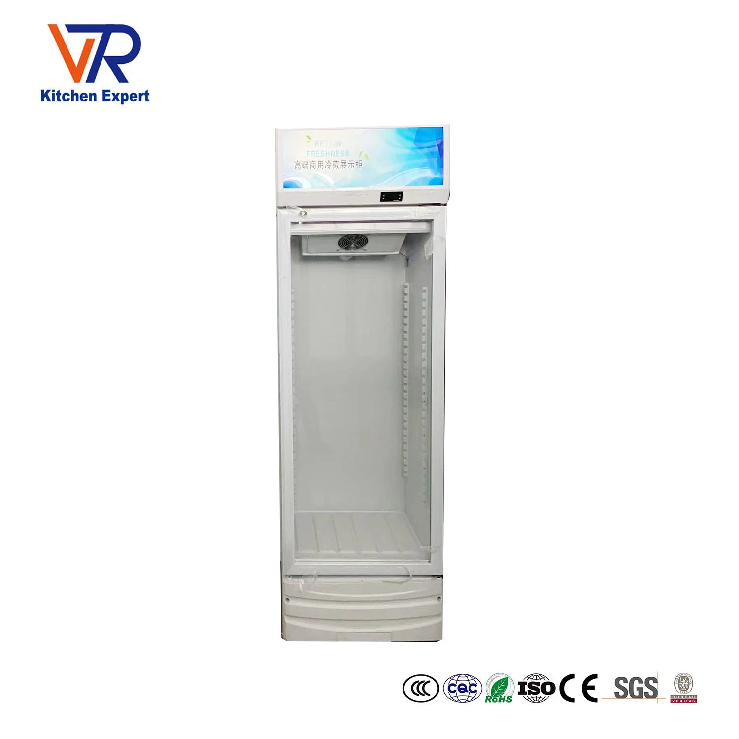 Supermarket Shop Upright One Glass Defrosting Door Beverage Display Cooler Beer Refrigerator