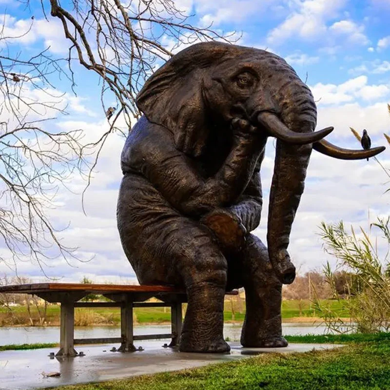 Jardim exterior grande decoração Cera Perdida Elefante Antiga Escultura em bronze