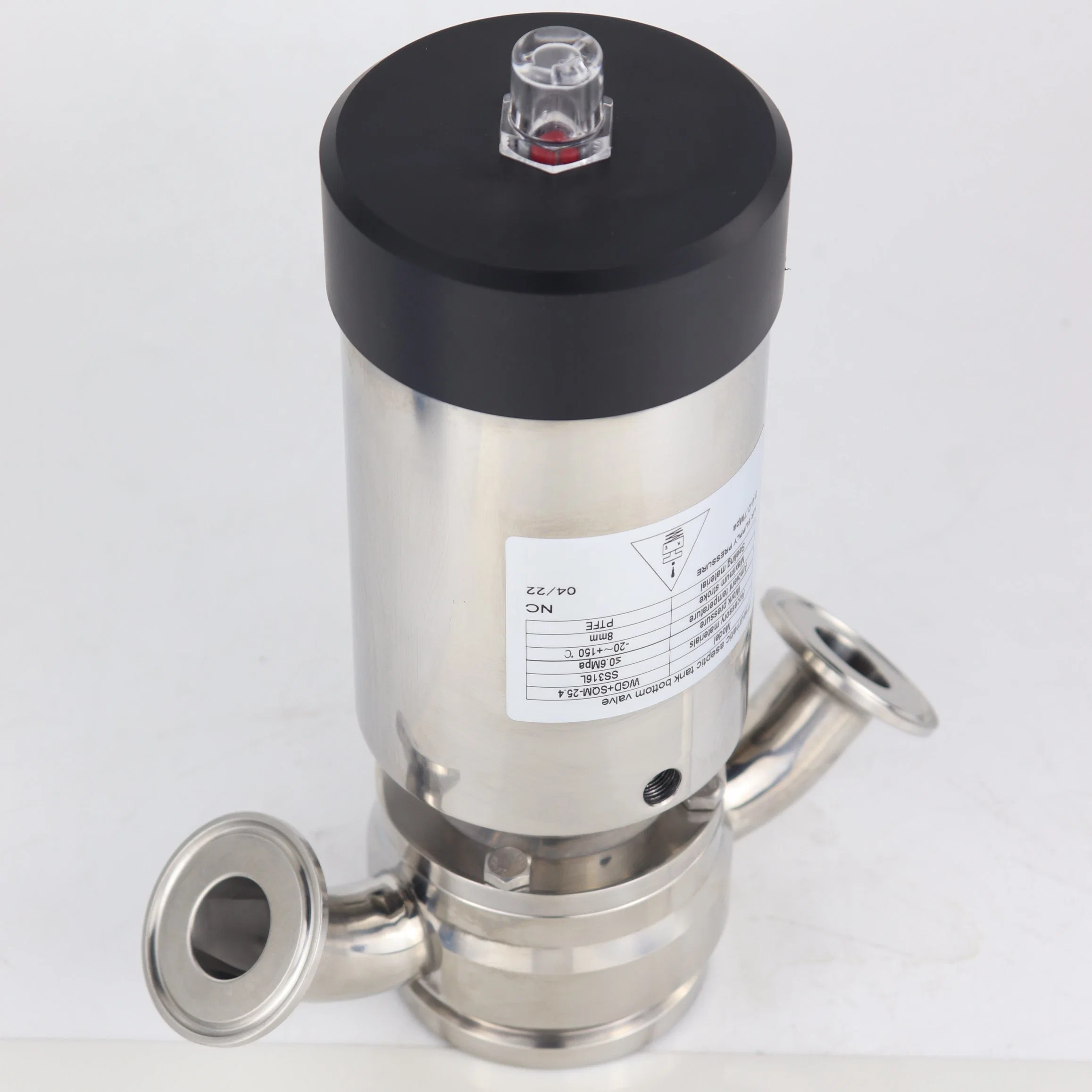 Food Grade Stainless Steel SS316 Aseptic Pneumatic Tank Bottom Seat Valve