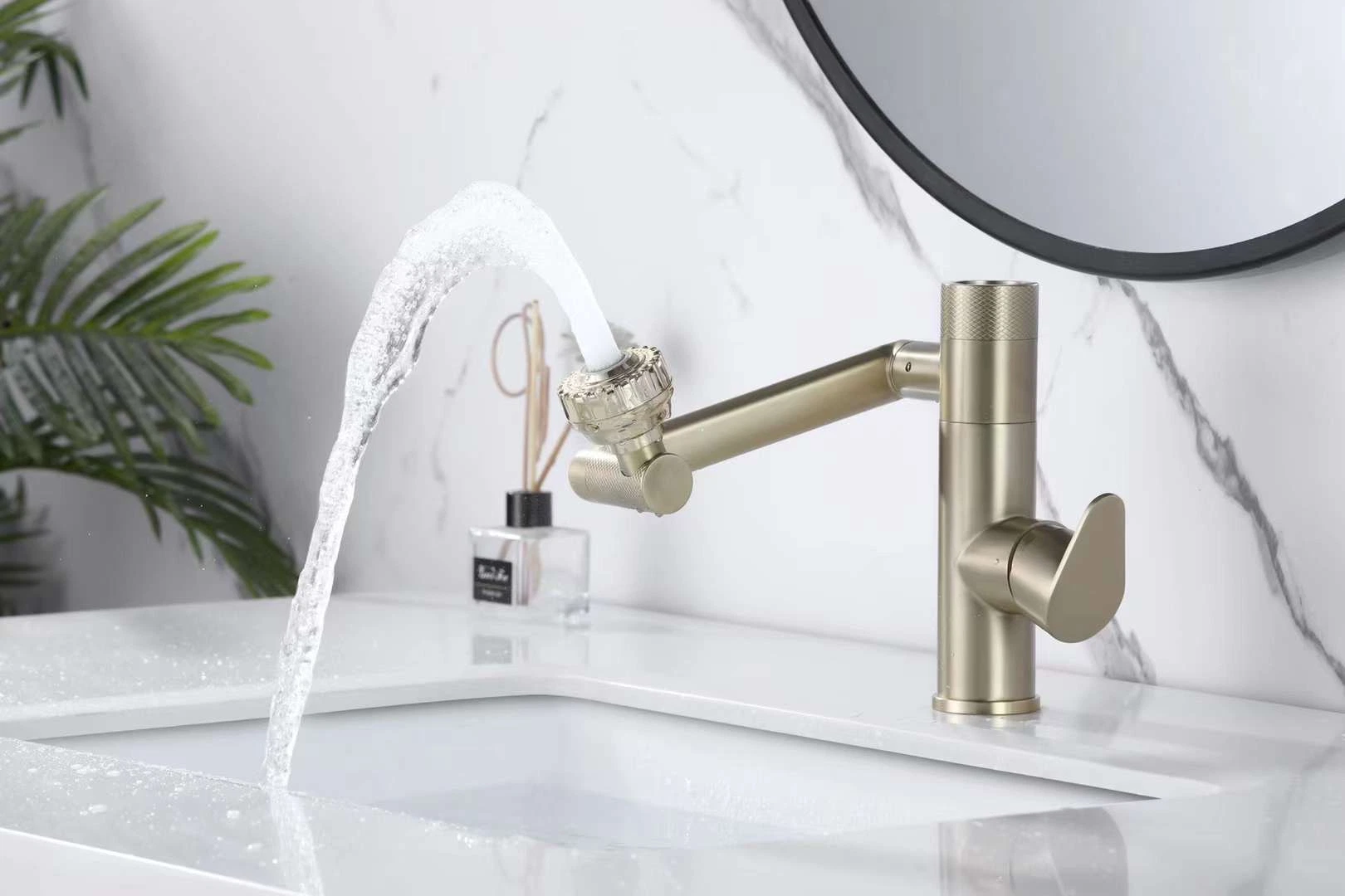 Solid Stainless Steel 304 Body Brushed Nickel Gold Digital Display All in One Bathroom Sink Taps Faucet Mixer