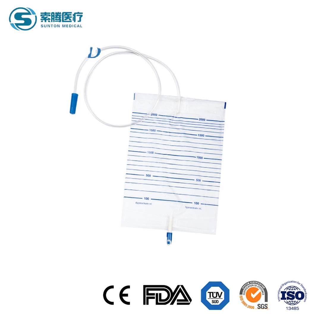 Sunton China Foley Bag Catheter Manufacturers Medical Disposable Sterile Urometer Drainage Bag Urine Meter Urine Bags with Measure Volume Chamber for Adults