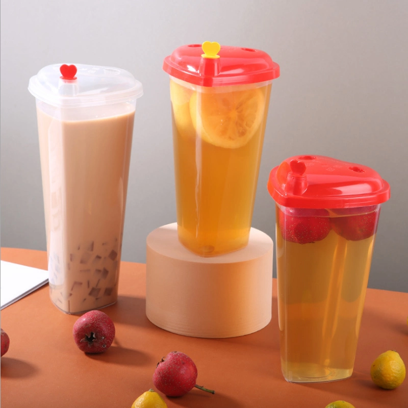 Disposable Milktea Cup 500ml 700ml Slim Empty Plastic PP Cold Press Juice Cup with Colorful Cap Customized Logo