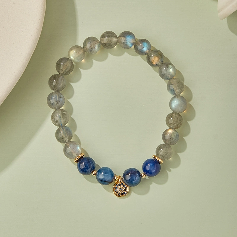 Mode Bijoux Bracelets en cristal naturel gris cristal bleu Moonstone Strand