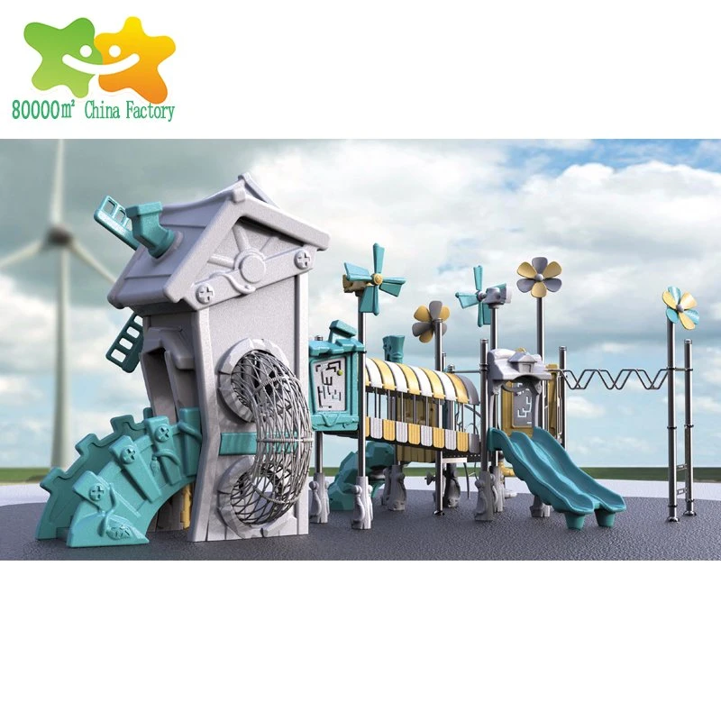 2018 Windmühle Welt Neueste Design Kinder Outdoor Spielplatz Ausrüstung Kunststoff Rutsche für Kinder