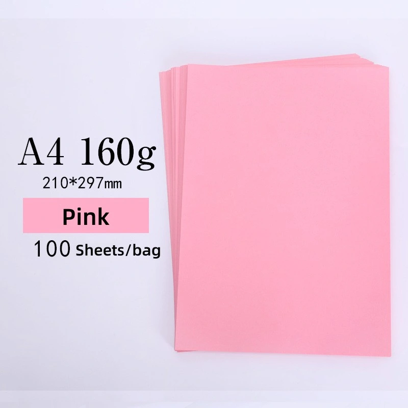 PAPIER cartonné couleur POLYVALENT de 160 G/M2 A4 210 x 297 mm (8,3 x 11,7 pouces) papier couleur pour artisanat/couverture de livre 100 feuilles/sac - Rose