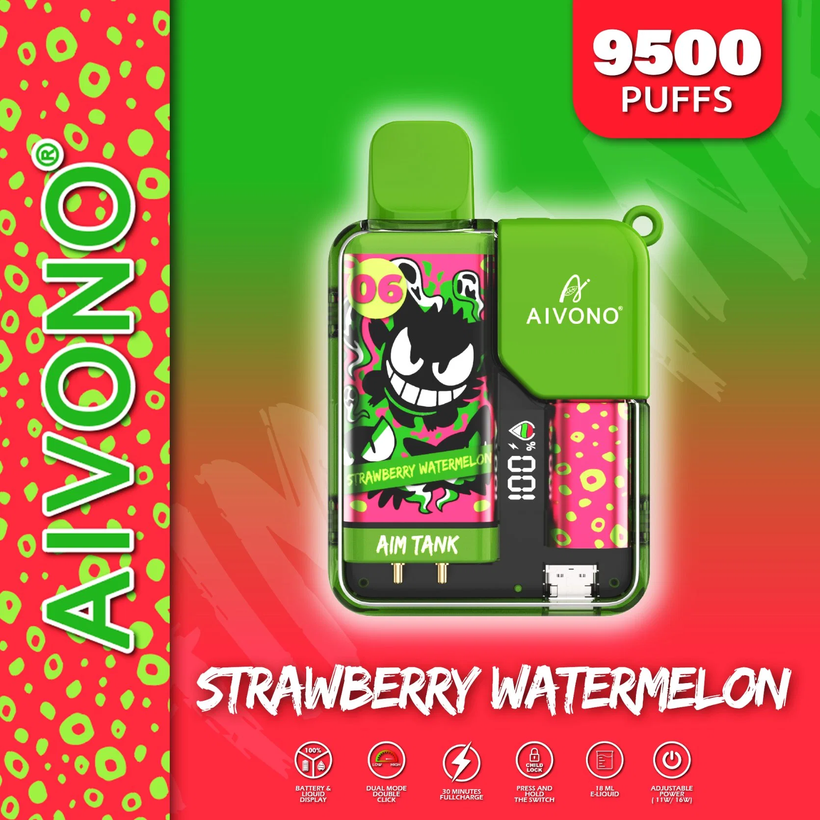 Aivono AIM Tank con una pantalla para mostrar la cantidad De Electricidad y Petróleo 2023 Nueva llegada 9500 Puffs 15 Sabores VAPE desechable Whoelsale