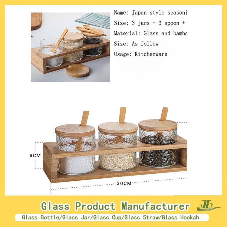 60ml 80ml 100ml Spice Glass Bottle Salt Glass Bottle with Wooden Lid Metal Cap