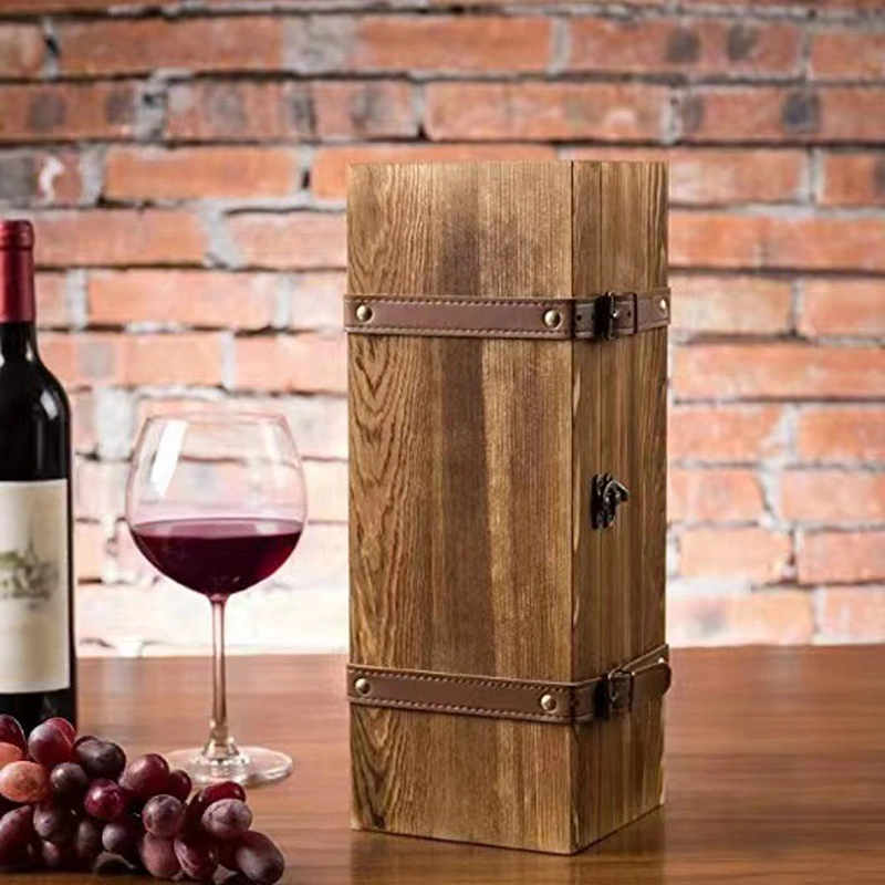 Benutzerdefinierte Luxus Rotwein Bambus Natürliche Rustikale Koffer Faltbar Armband Garten Weihnachten Tequila Vodka CD hohe Weintrinket Palette Holz Geschenkbox mit Griff