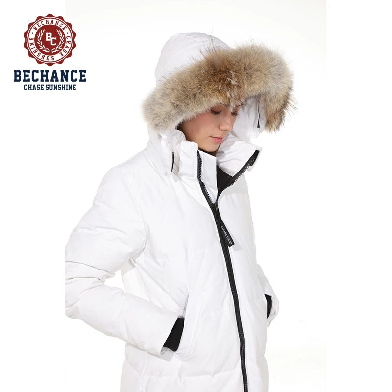 Women Canada Style Ex-Long Winter Jacket with Detachable Fur