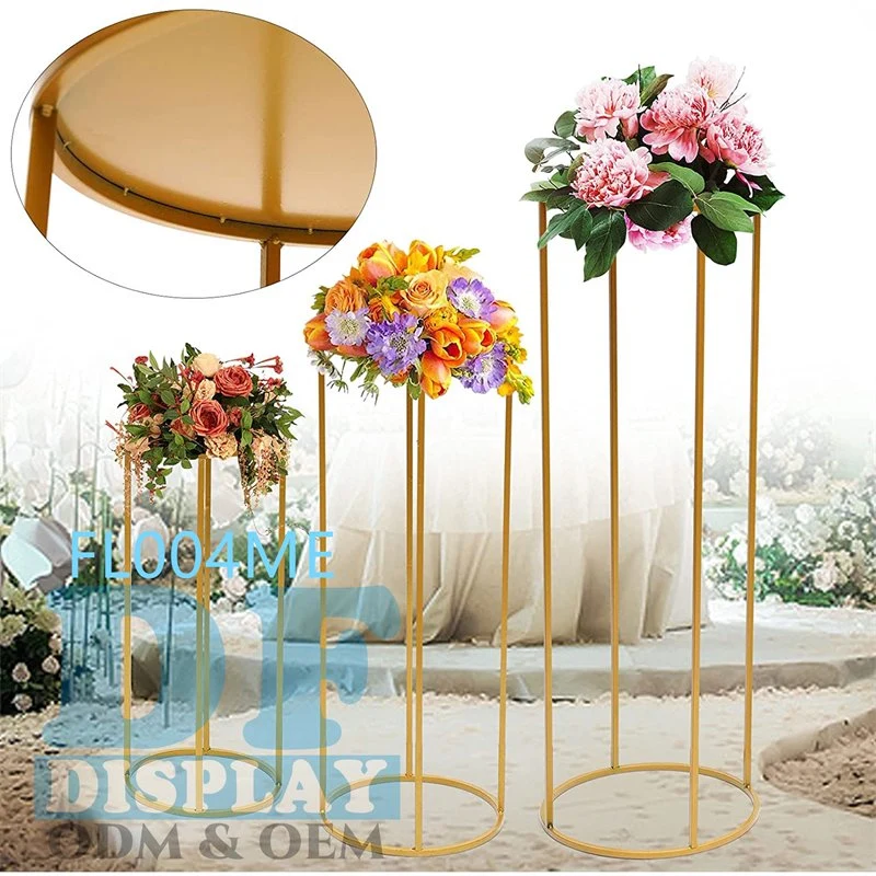 Flor de bodas de oro Boutique Metal Pedestal de soporte de columna planta Flor mostrar parte de carretera de banquetes de boda llevan camino de flores artificiales de soporte de Rectores de Rack de flores