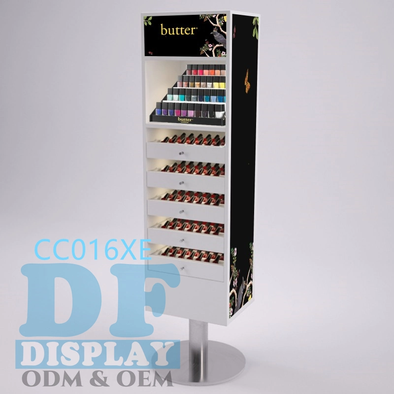 Nail Polish Display Rack Floor Stand Nail Polish Display Cabinets Make up Display Case for Shop Cosmetic Display Nail Polish Counter Display Stand