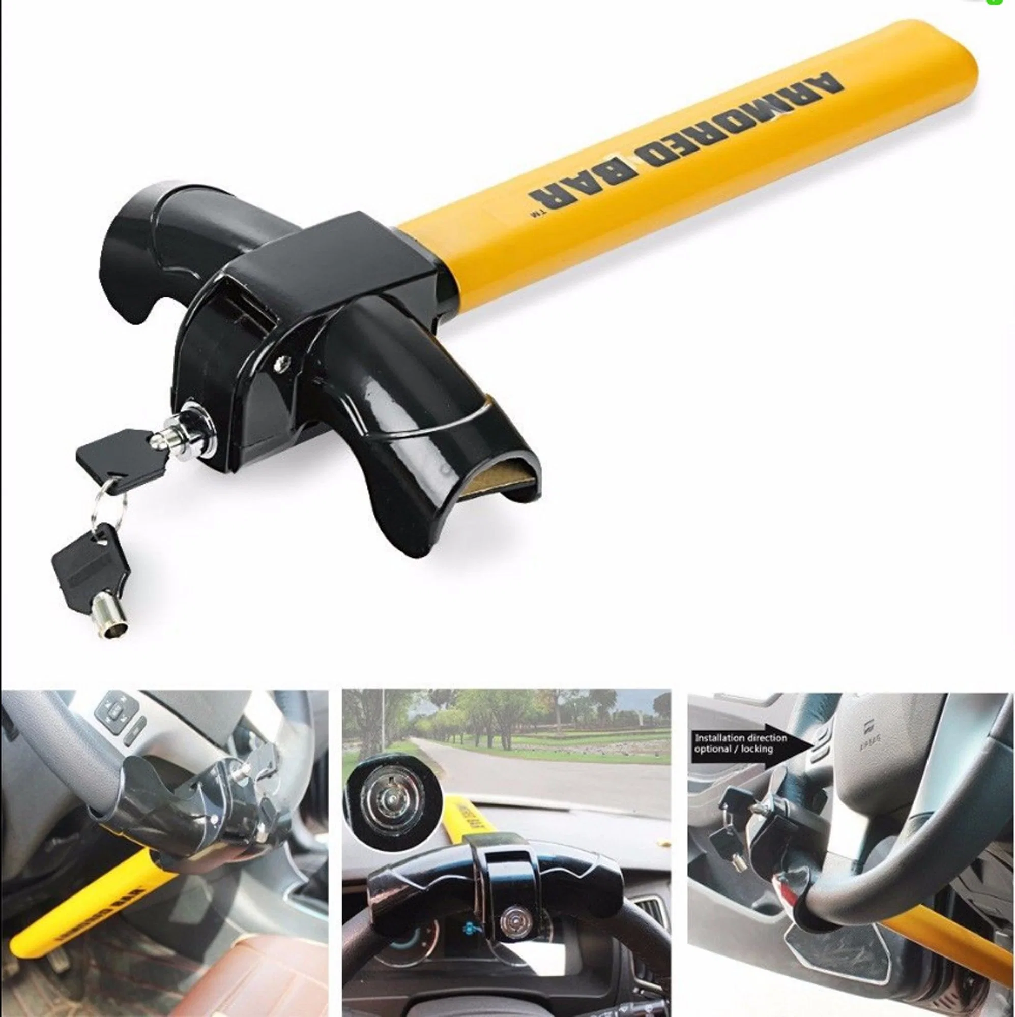 Universal Security Anti Theft Heavy Duty Car Suvs Rotary Steering Wheel Lock