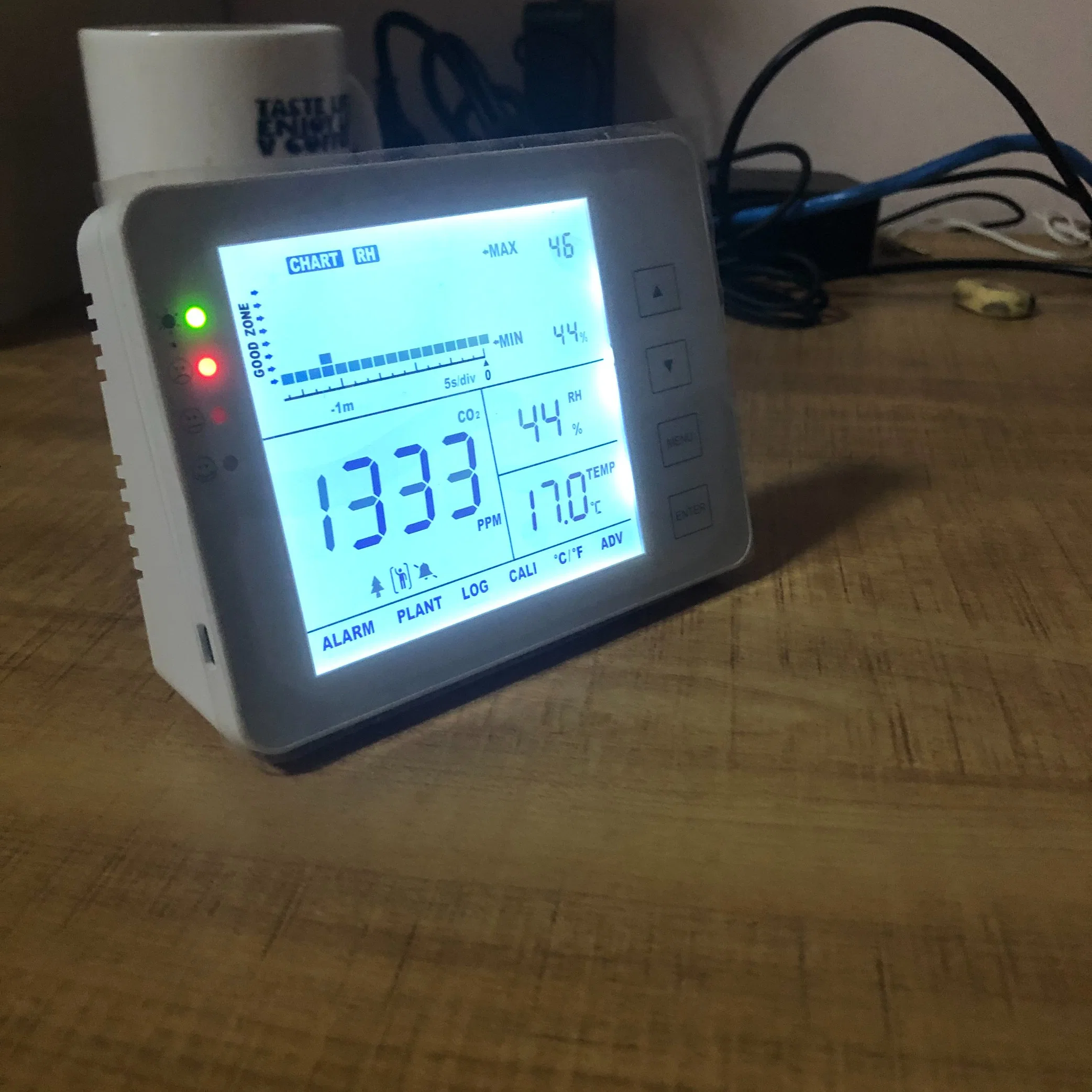 Desktop Iaq CO2 Monitor, Data loggers de dióxido de carbono multímetro com a construção de 2 GB do cartão de memória