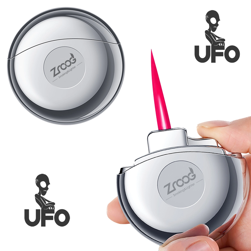 Windproof Lighter UFO Design Glow-in-The-Dark Metal Refillable Lighter