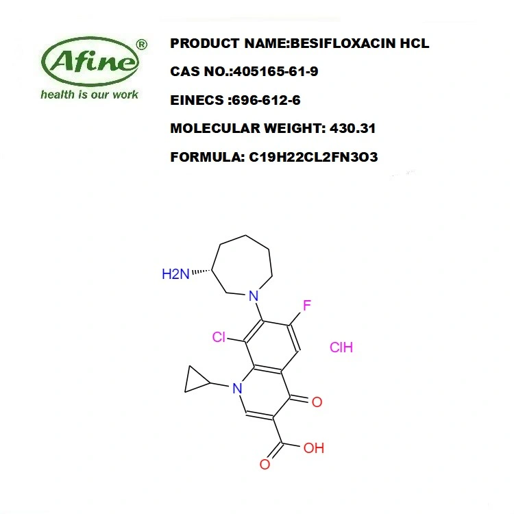 CAS 405165-61-9 Besifloxacin HCl / Besifloxacin Hydrochloride / Unii-7506A6J57t / Besifloxacin impureza clorhidrato 1 / Besifloxacin intermedio HCl