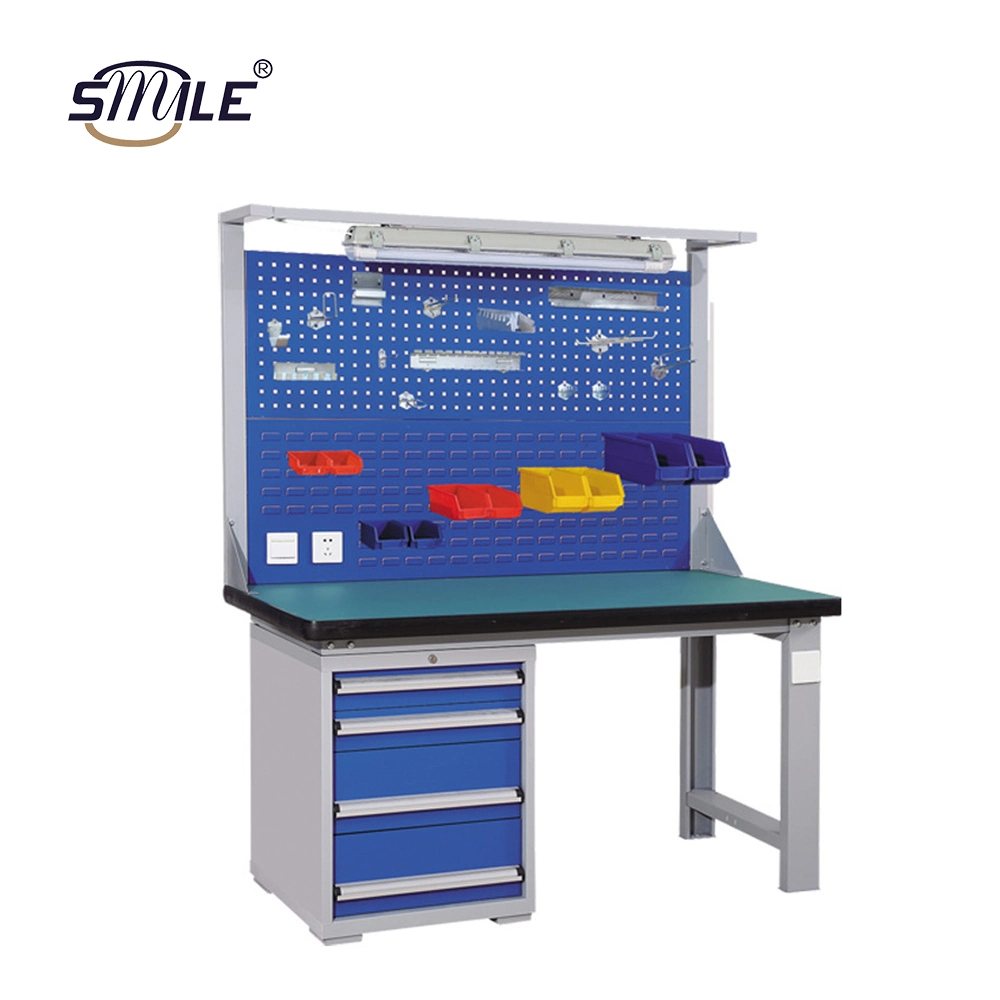 Sonrisa Cajón de almacenamiento de acero con Pegboard Workbench Herramienta Multifunción Tabla