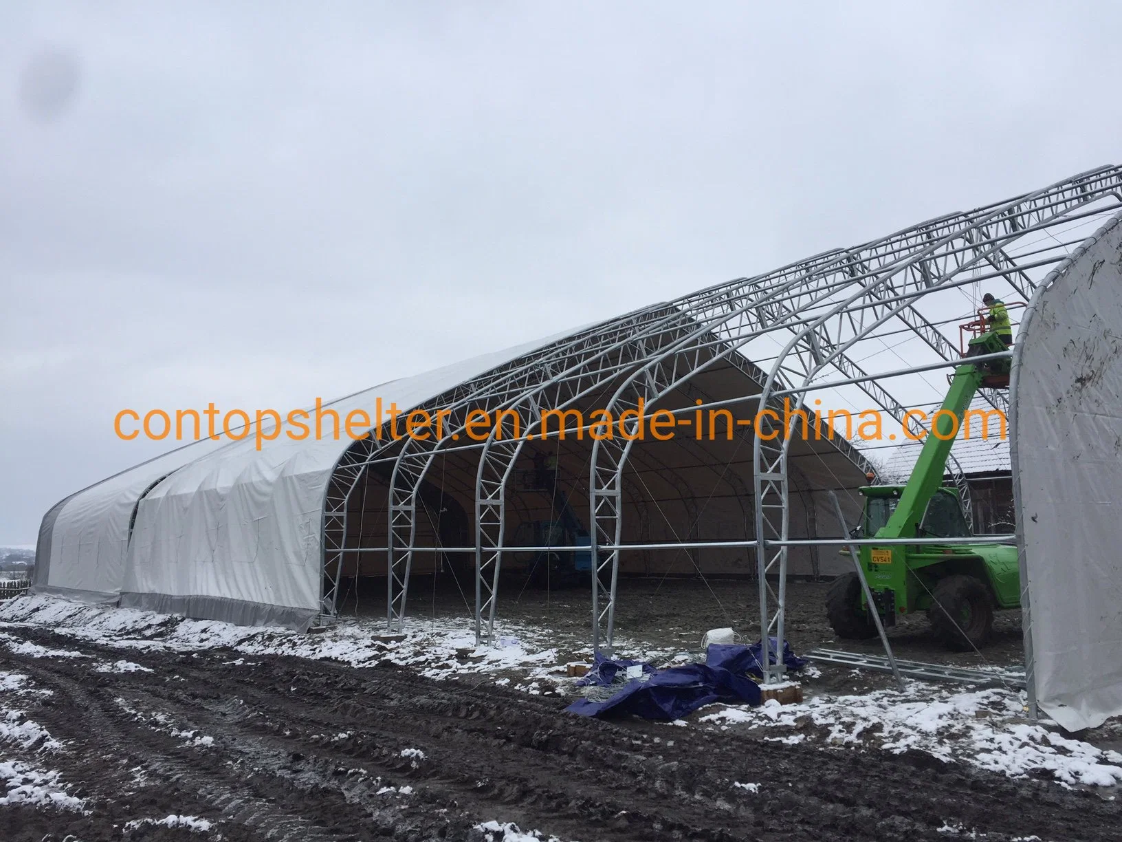 Heavy Duty Prefabricated Double Truss Arch Warehouse Building