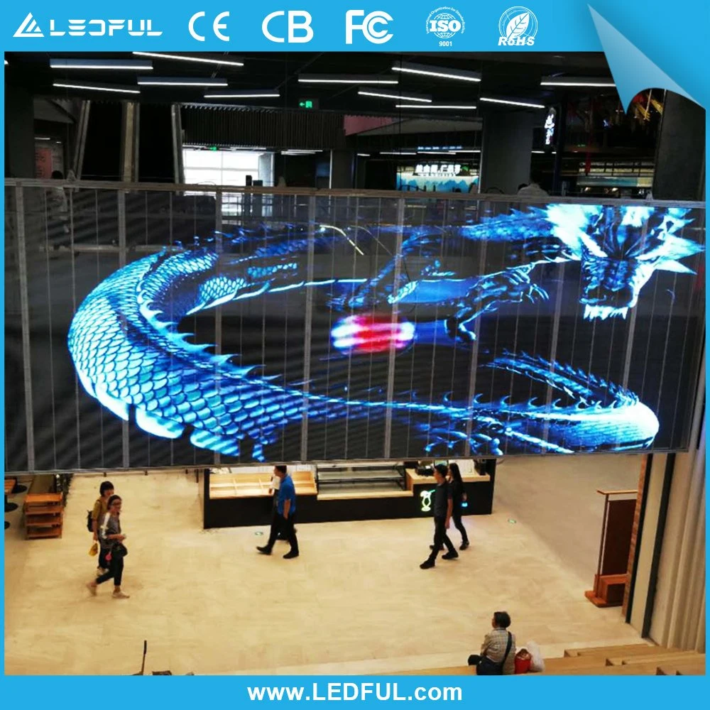 Clear Transparent LED Video TV Wall P3.91mm Indoor LED Mesh Curtain Digital Signage Displays 3D LED Screen P3.91