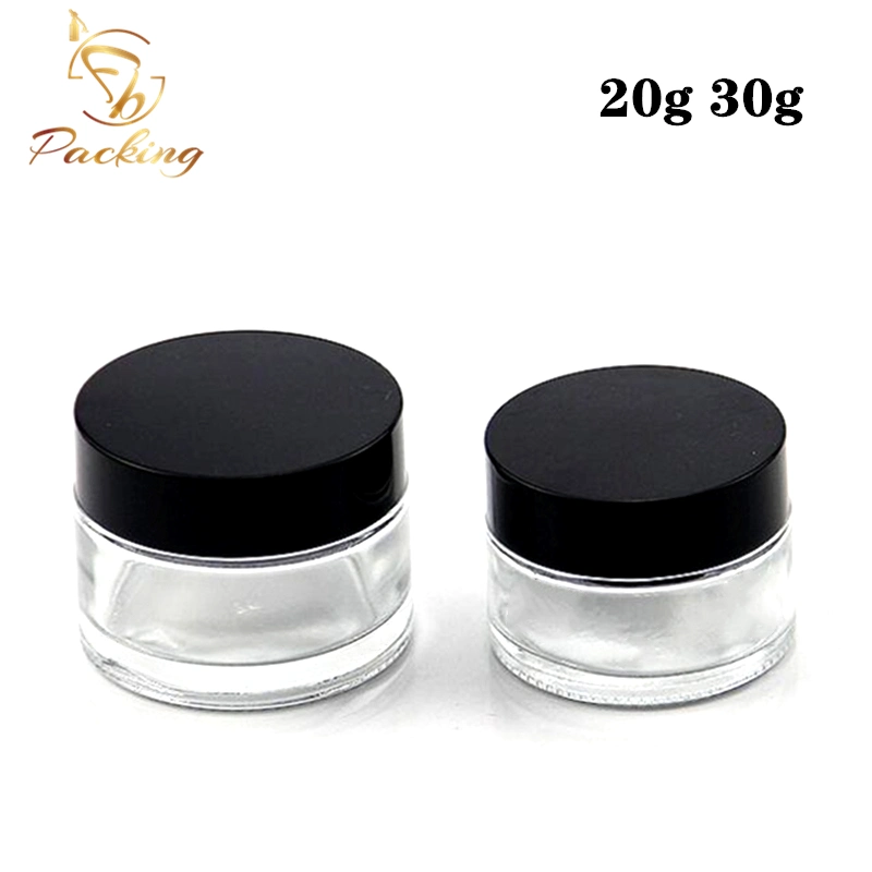 20% off Wholesale/Supplier Packaging Clear Cosmetic Glass Jar 20g 30g 50g 100g for Cream or Perfume