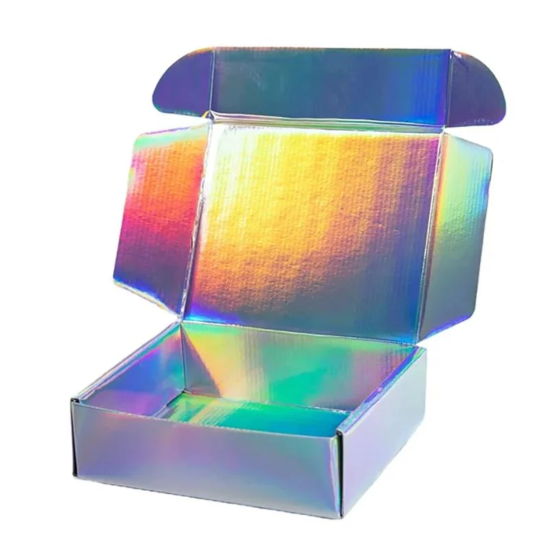 Custom Color Shipping Holographic Laser Paper Cardboard Clothes Corrugated Packaging Mailing Boxes