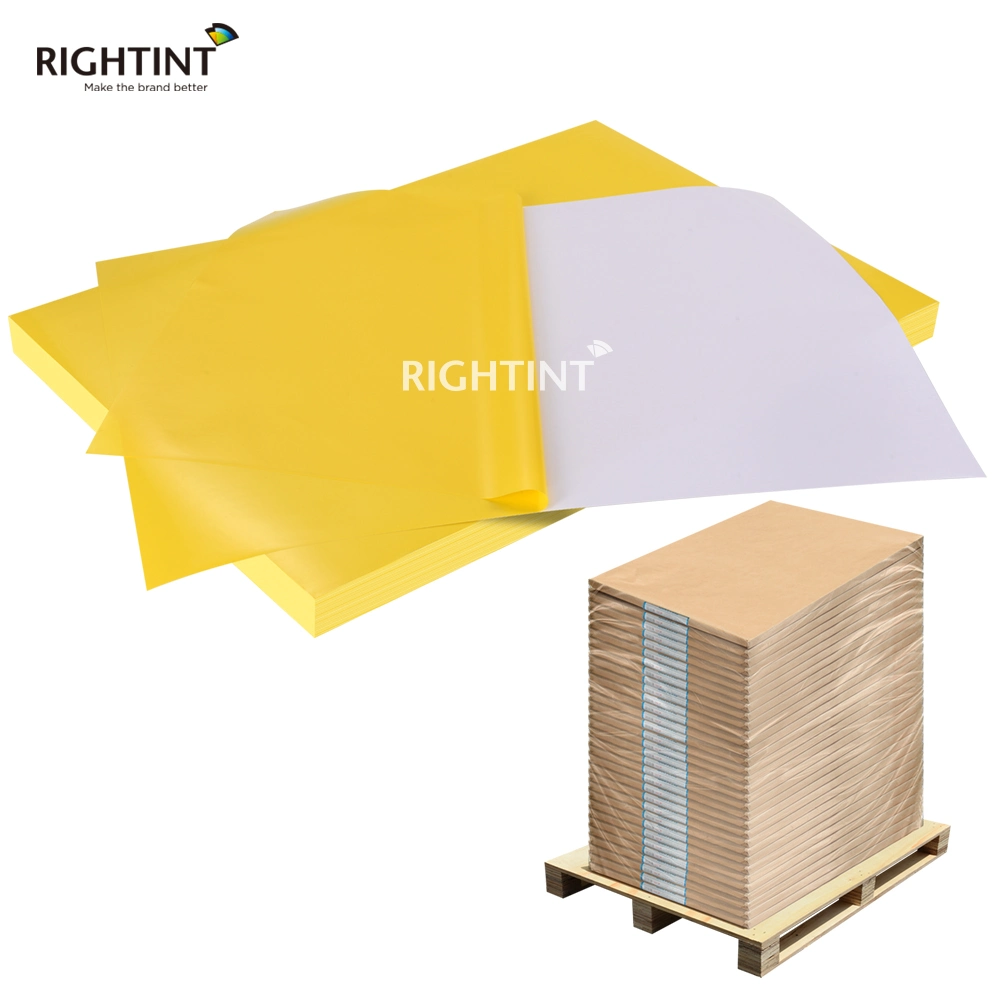 OEM Rightint Carton Shanghai etiqueta adhesiva Offset papel de impresión RT-Offset YS002 PVC amarillo